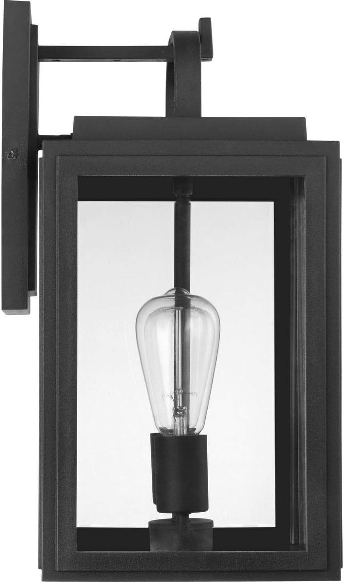image:imageProgress Lighting Grandbury Collection 17 in 1Light Antique Bronze with Clear Glass Shade Farmhouse Coastal Outdoor Wall LanternTextured Black