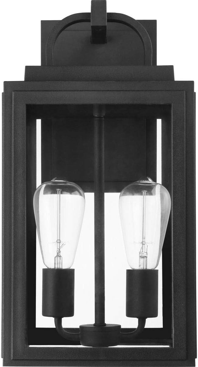 image:imageProgress Lighting Grandbury Collection 17 in 1Light Antique Bronze with Clear Glass Shade Farmhouse Coastal Outdoor Wall LanternTextured Black