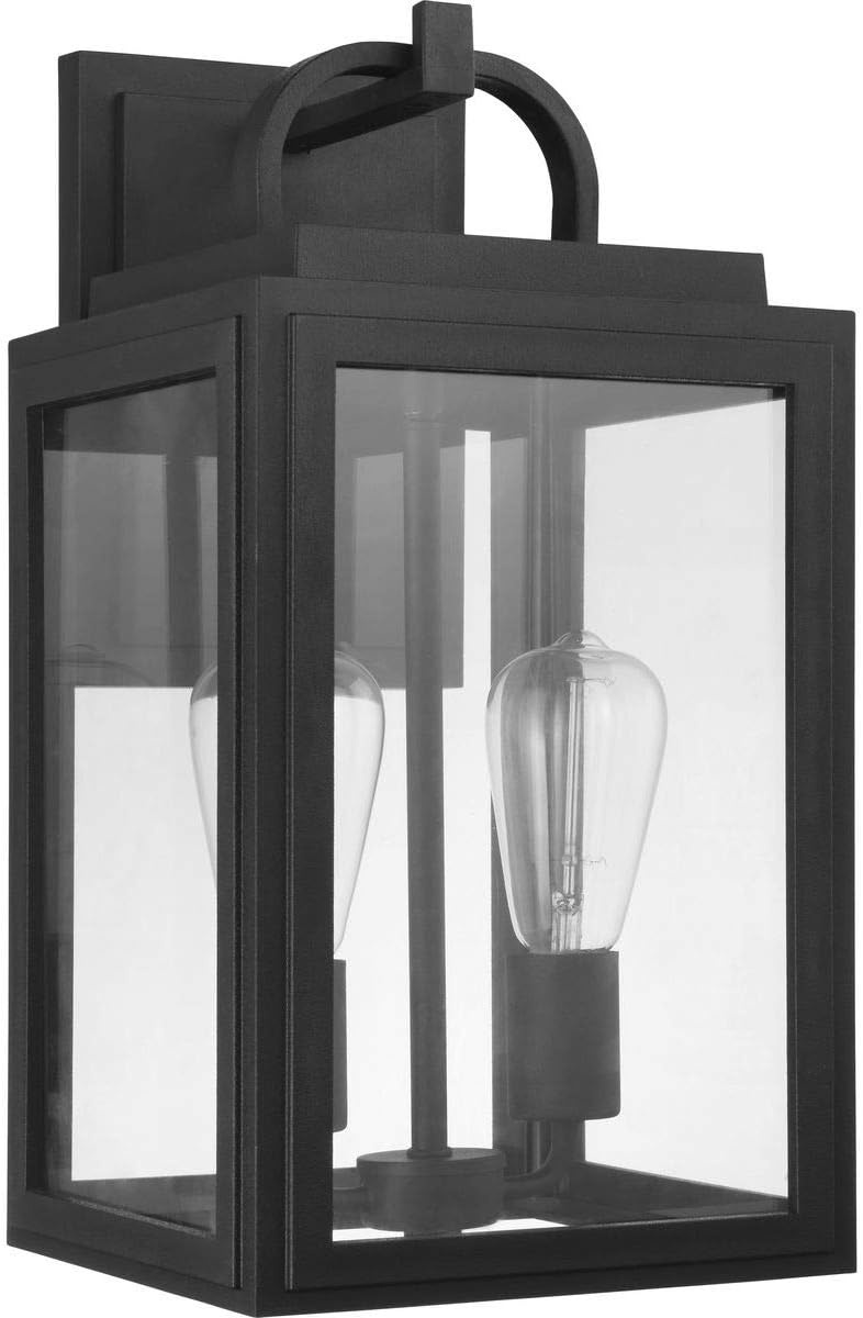 image:imageProgress Lighting Grandbury Collection 17 in 1Light Antique Bronze with Clear Glass Shade Farmhouse Coastal Outdoor Wall LanternTextured Black