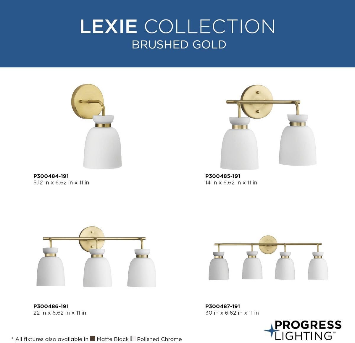 image:imageProgress Lighting Lexie 30 in FourLight Brushed Gold Vanity Light with Opal Glass Shade