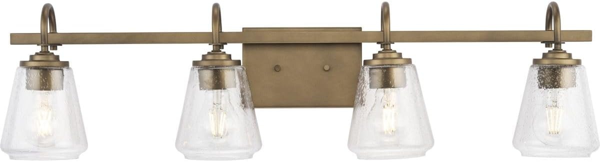 image:imageProgress Lighting Martenne 3187 in FourLight Aged Bronze Vanity Light with Seeded Glass Shade