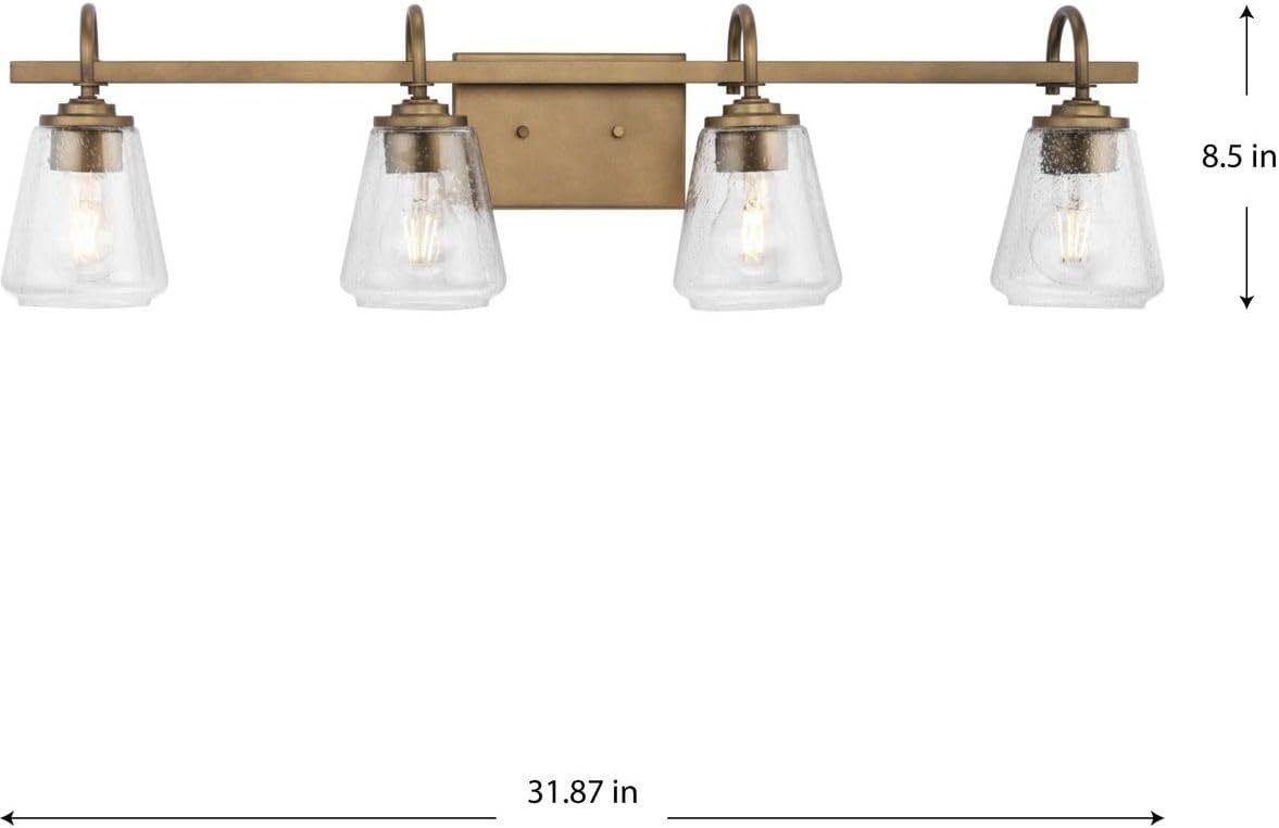 image:imageProgress Lighting Martenne 3187 in FourLight Aged Bronze Vanity Light with Seeded Glass Shade