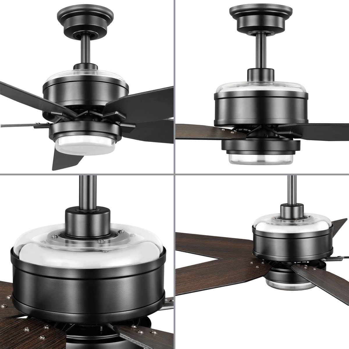 image:imageProgress Lighting P25006100931M Byars 5Blade Transitional Integrated LED Indoor Ceiling Fan Matte Black with Light Kit and White Opal Shade
