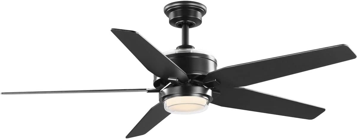 image:imageProgress Lighting P25006100931M Byars 5Blade Transitional Integrated LED Indoor Ceiling Fan Matte Black with Light Kit and White Opal Shade