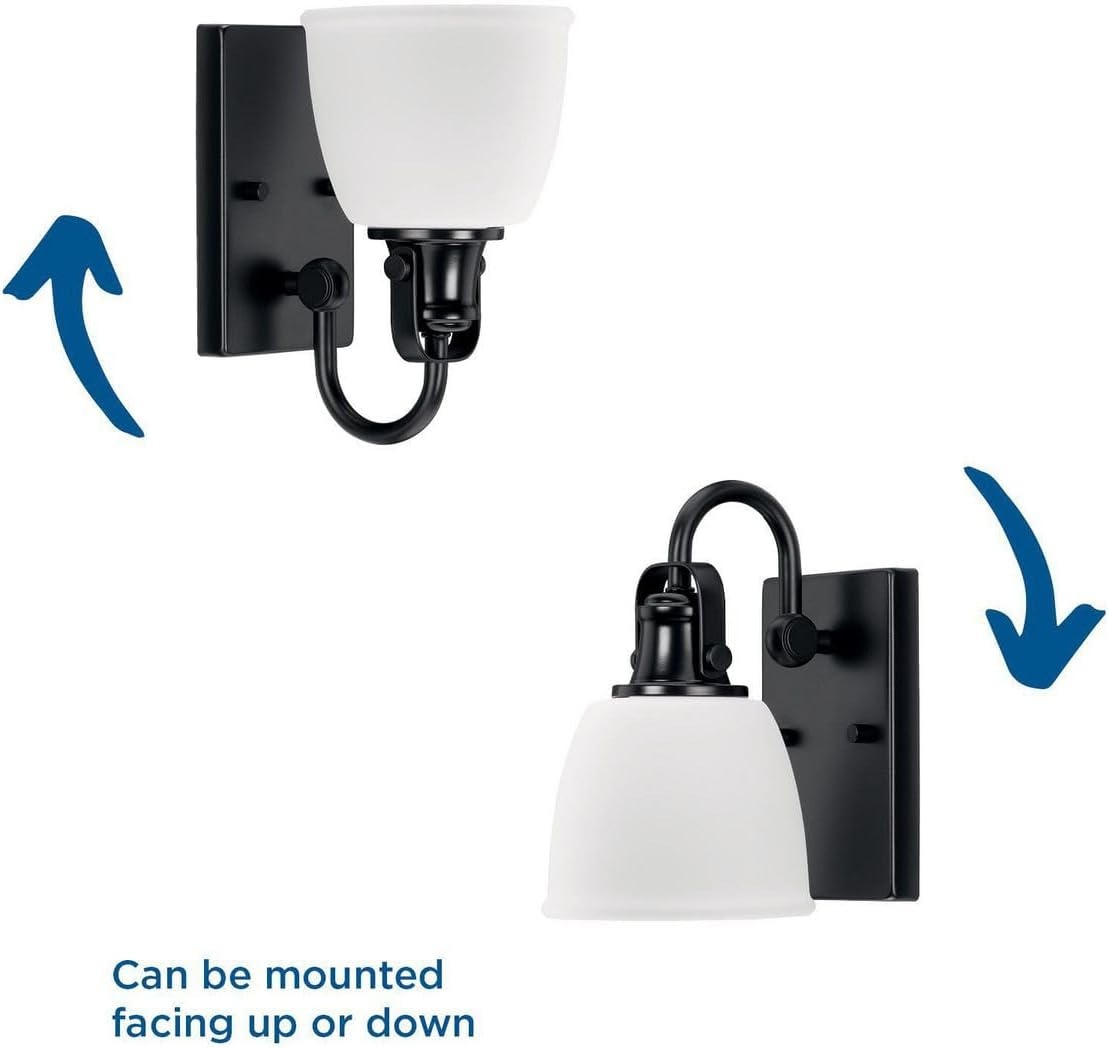 image:imageProgress Lighting P30042631M Preston 575 in OneLight Matte Black Vanity Light with Etched Opal Glass Shade