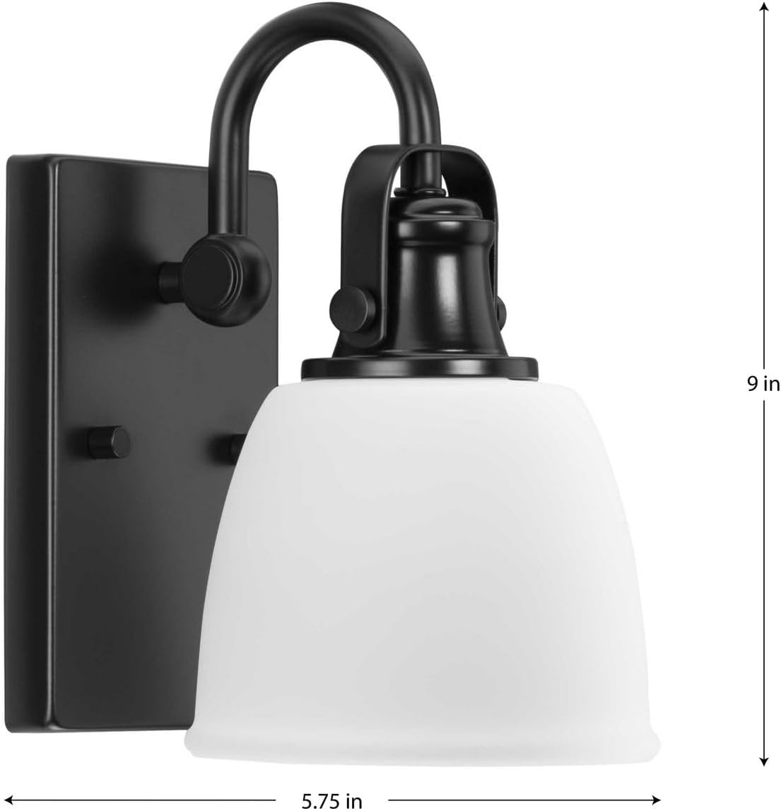 image:imageProgress Lighting P30042631M Preston 575 in OneLight Matte Black Vanity Light with Etched Opal Glass Shade
