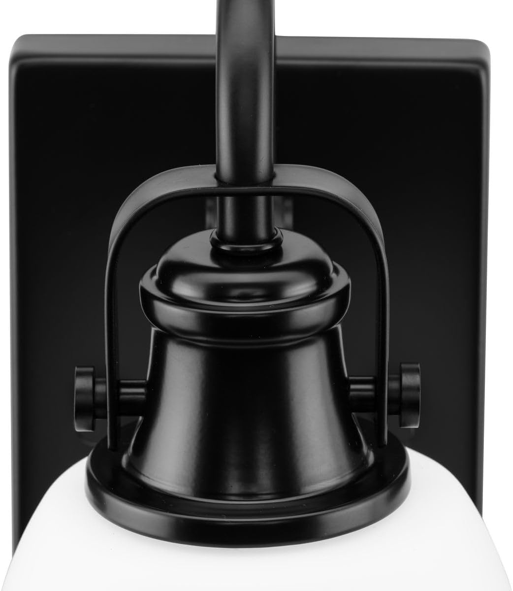image:imageProgress Lighting P30042631M Preston 575 in OneLight Matte Black Vanity Light with Etched Opal Glass Shade