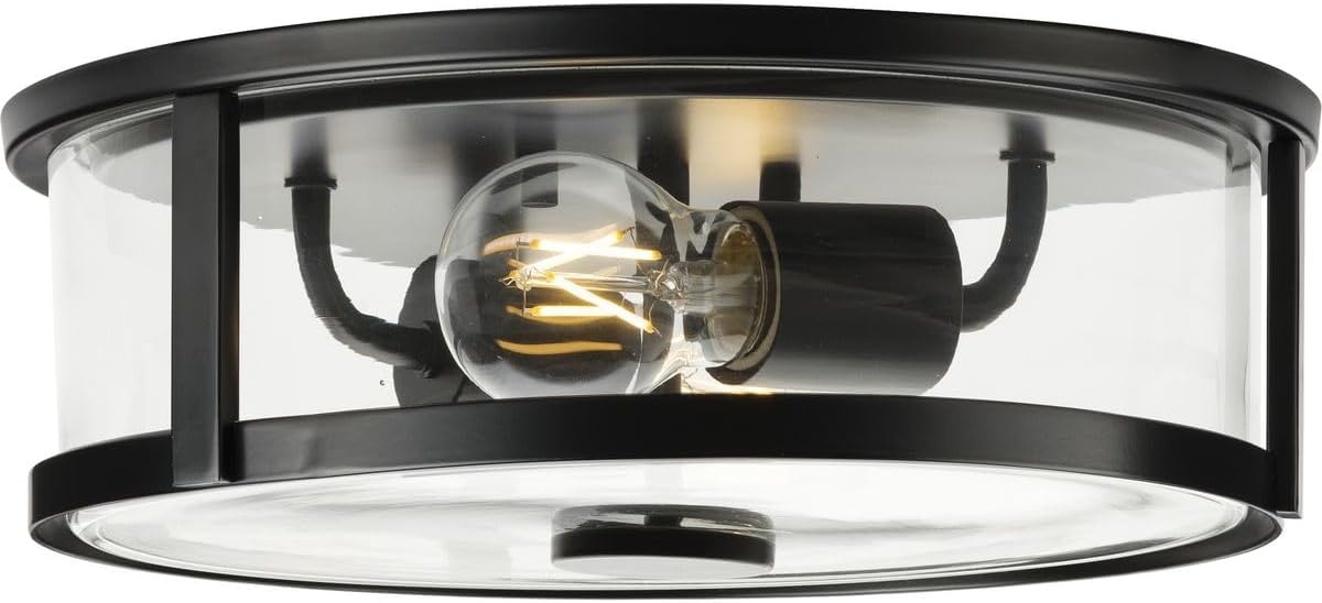 image:imageProgress Lighting P35025331M Gilliam 1258 in TwoLight Matte Black Flush Mount with Clear Glass Shade