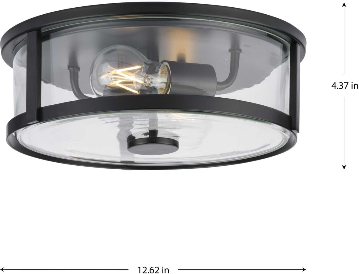 image:imageProgress Lighting P35025331M Gilliam 1258 in TwoLight Matte Black Flush Mount with Clear Glass Shade
