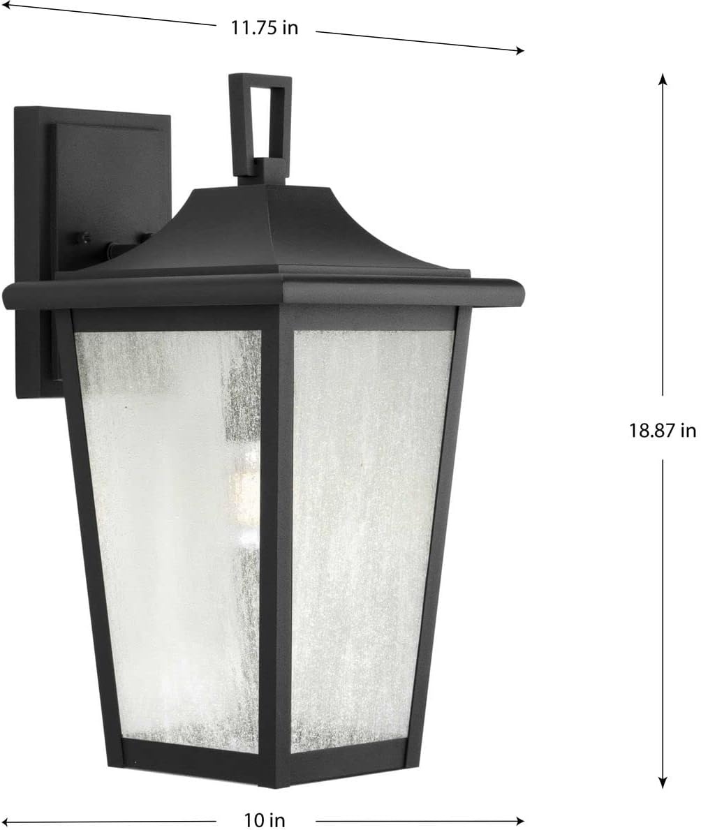 image:imageProgress Lighting Padgett Collection 18 in 1Light Antique Bronze with Clear Seeded Glass Shade Transitional Coastal Outdoor Wall LanternBlack