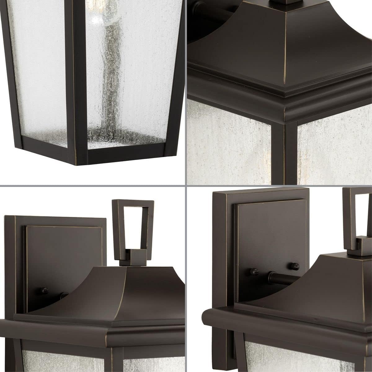 image:imageProgress Lighting Padgett Collection 18 in 1Light Antique Bronze with Clear Seeded Glass Shade Transitional Coastal Outdoor Wall LanternBronze
