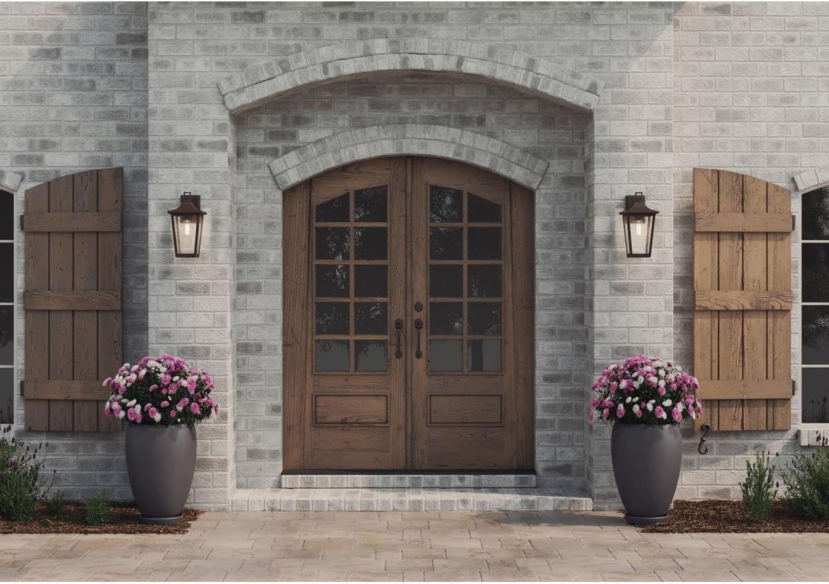 image:imageProgress Lighting Padgett Collection 18 in 1Light Antique Bronze with Clear Seeded Glass Shade Transitional Coastal Outdoor Wall LanternBronze