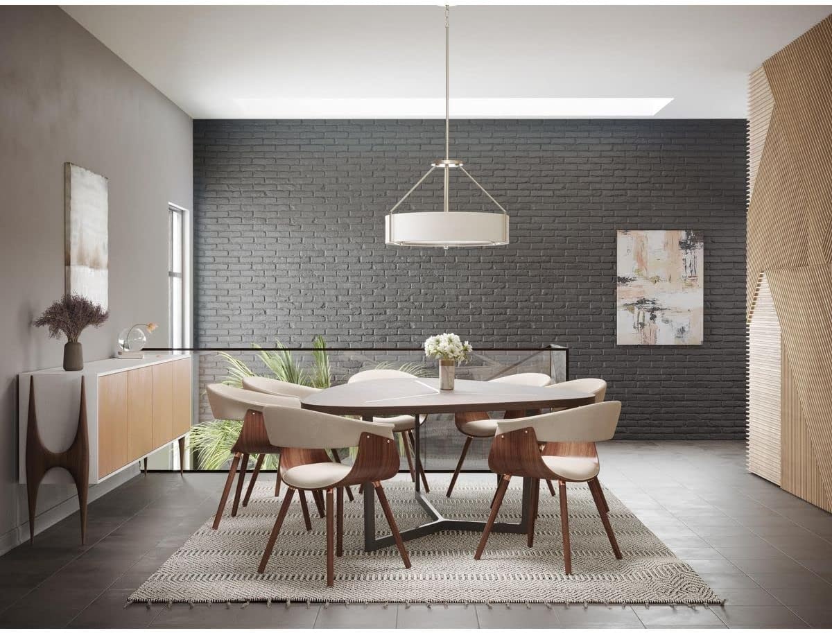 image:imageProgress Lighting Ratio Collection 4Light Fabric Shade Coastal Pendant Light Antique BronzeBrushed Nickel
