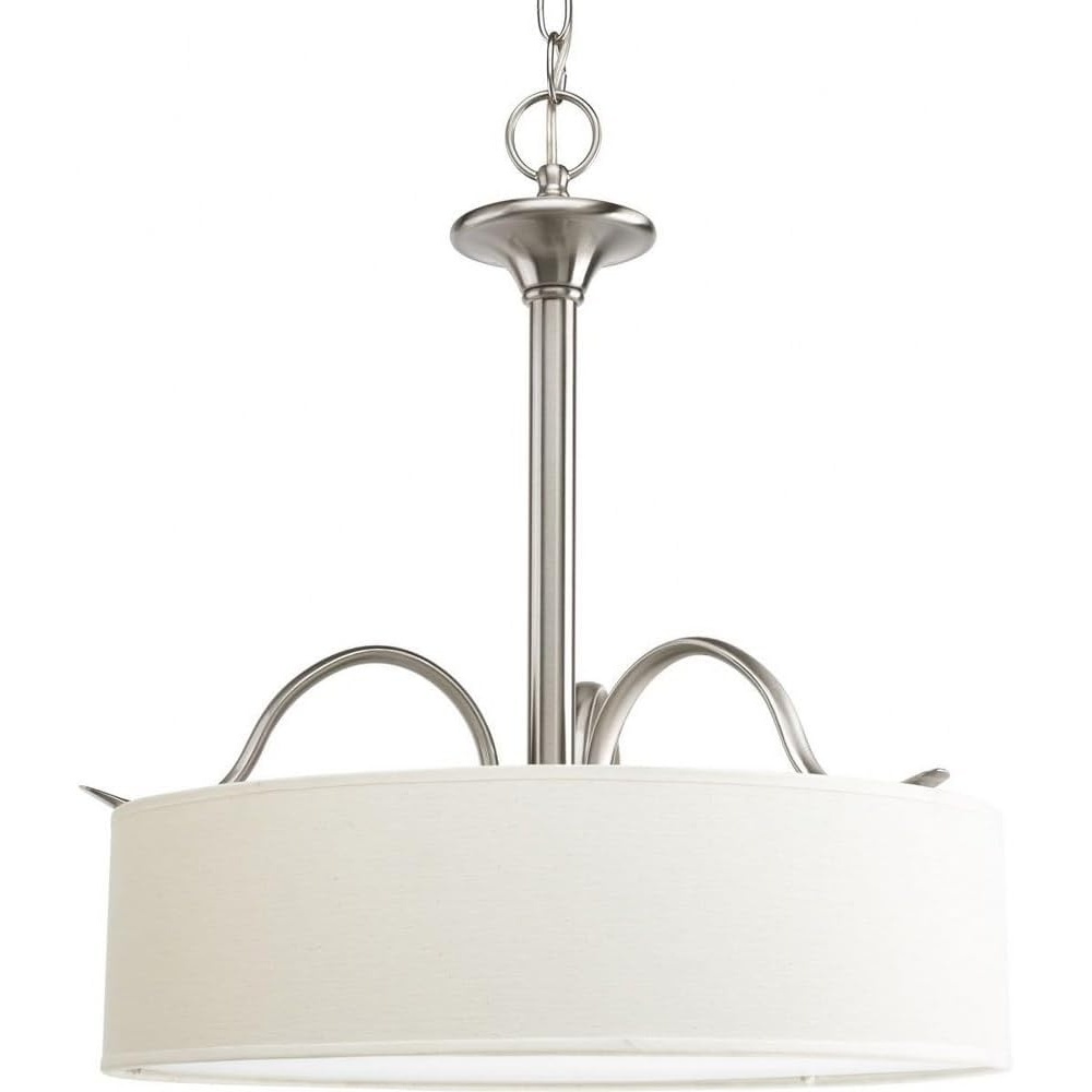 image:imageInspire Collection 3Light Antique Bronze OffWhite Shade Traditional Pendant LightNickel