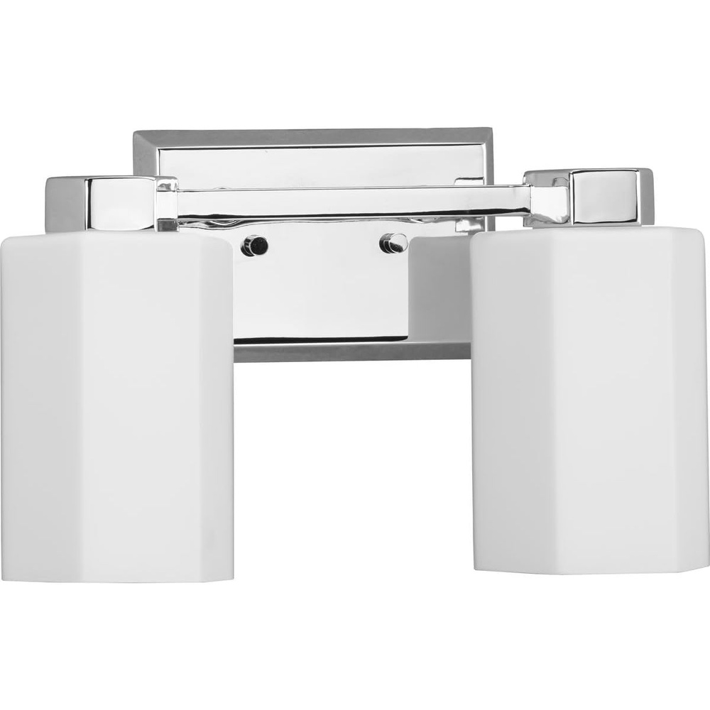 image:imageProgress Lighting Estrada 1337 in TwoLight Polished Chrome Vanity Light with Opal Glass Shade