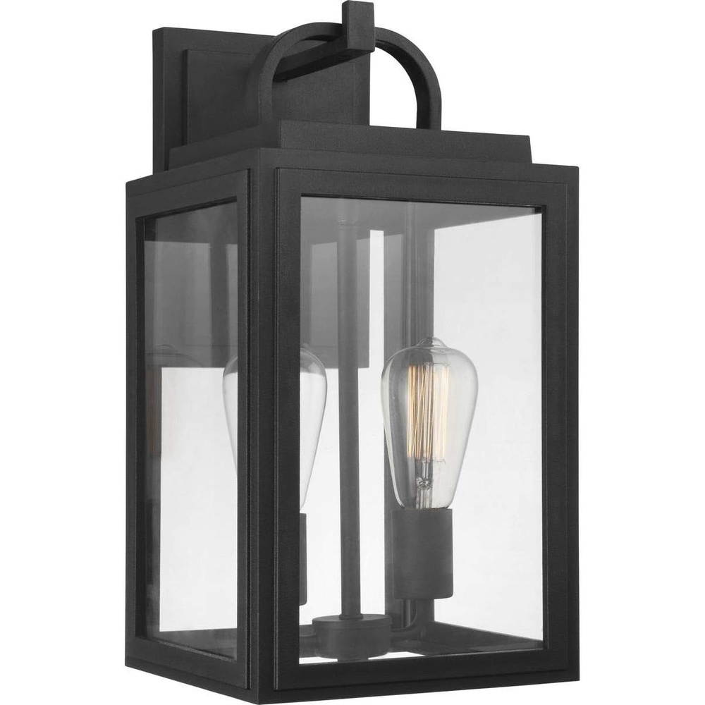 image:imageProgress Lighting Grandbury Collection 17 in 1Light Antique Bronze with Clear Glass Shade Farmhouse Coastal Outdoor Wall LanternTextured Black