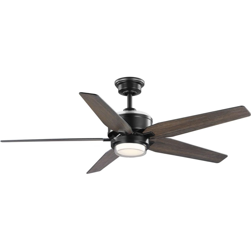 image:imageProgress Lighting P25006100931M Byars 5Blade Transitional Integrated LED Indoor Ceiling Fan Matte Black with Light Kit and White Opal Shade