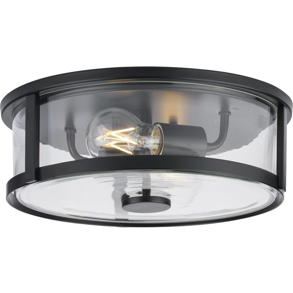 image:imageProgress Lighting P35025331M Gilliam 1258 in TwoLight Matte Black Flush Mount with Clear Glass Shade