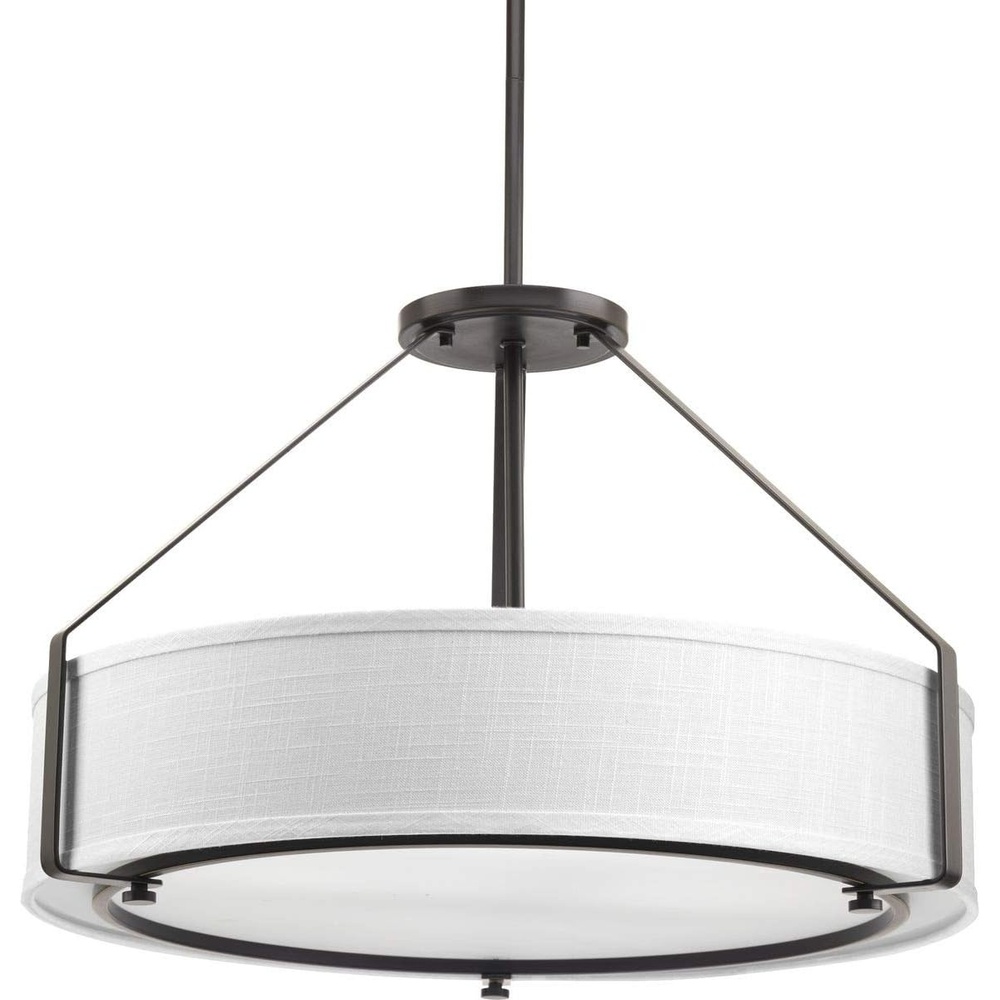 image:imageProgress Lighting Ratio Collection 4Light Fabric Shade Coastal Pendant Light Antique BronzeAntique Bronze