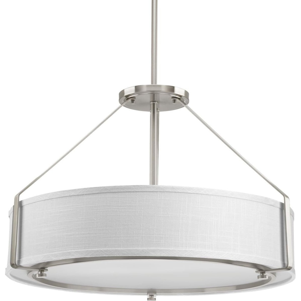 image:imageProgress Lighting Ratio Collection 4Light Fabric Shade Coastal Pendant Light Antique BronzeBrushed Nickel