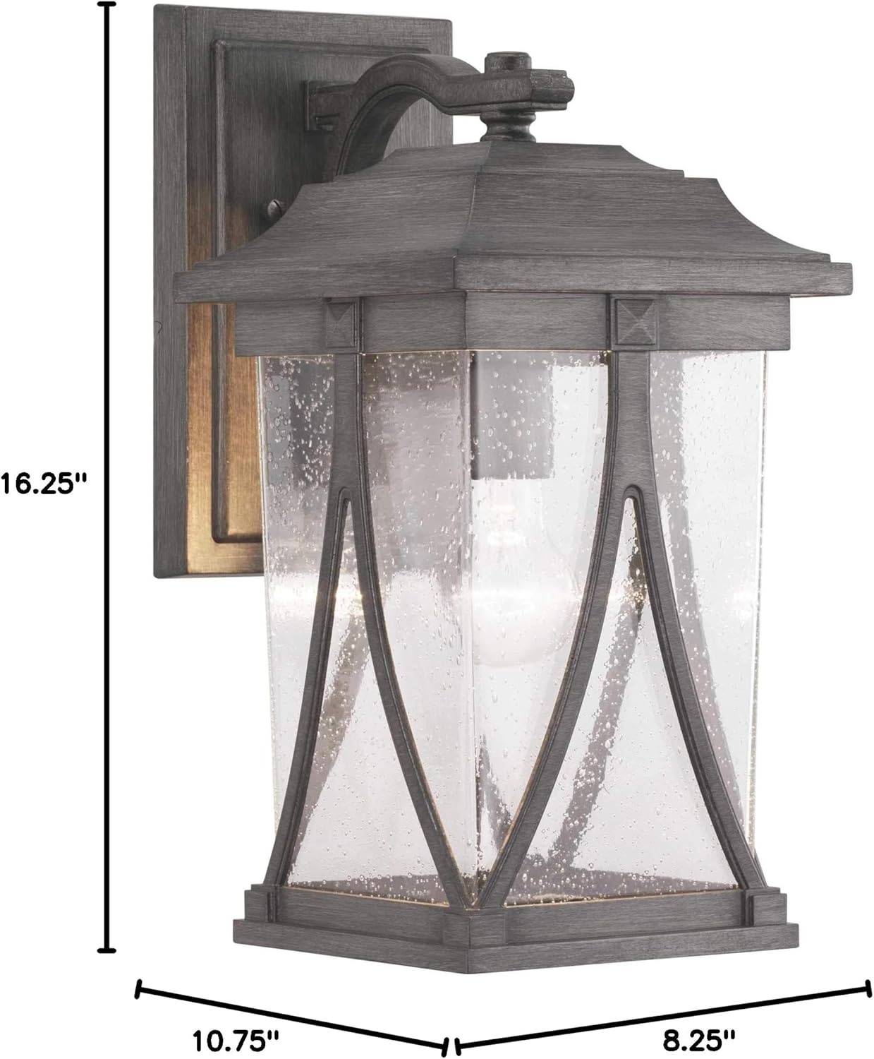 image:imageProgress Lighting Abbott Collection 1Light Clear Seeded Glass Craftsman Outdoor Small Wall Lantern Light Antique Pewter Gray 1225x625x625Antique Pewter