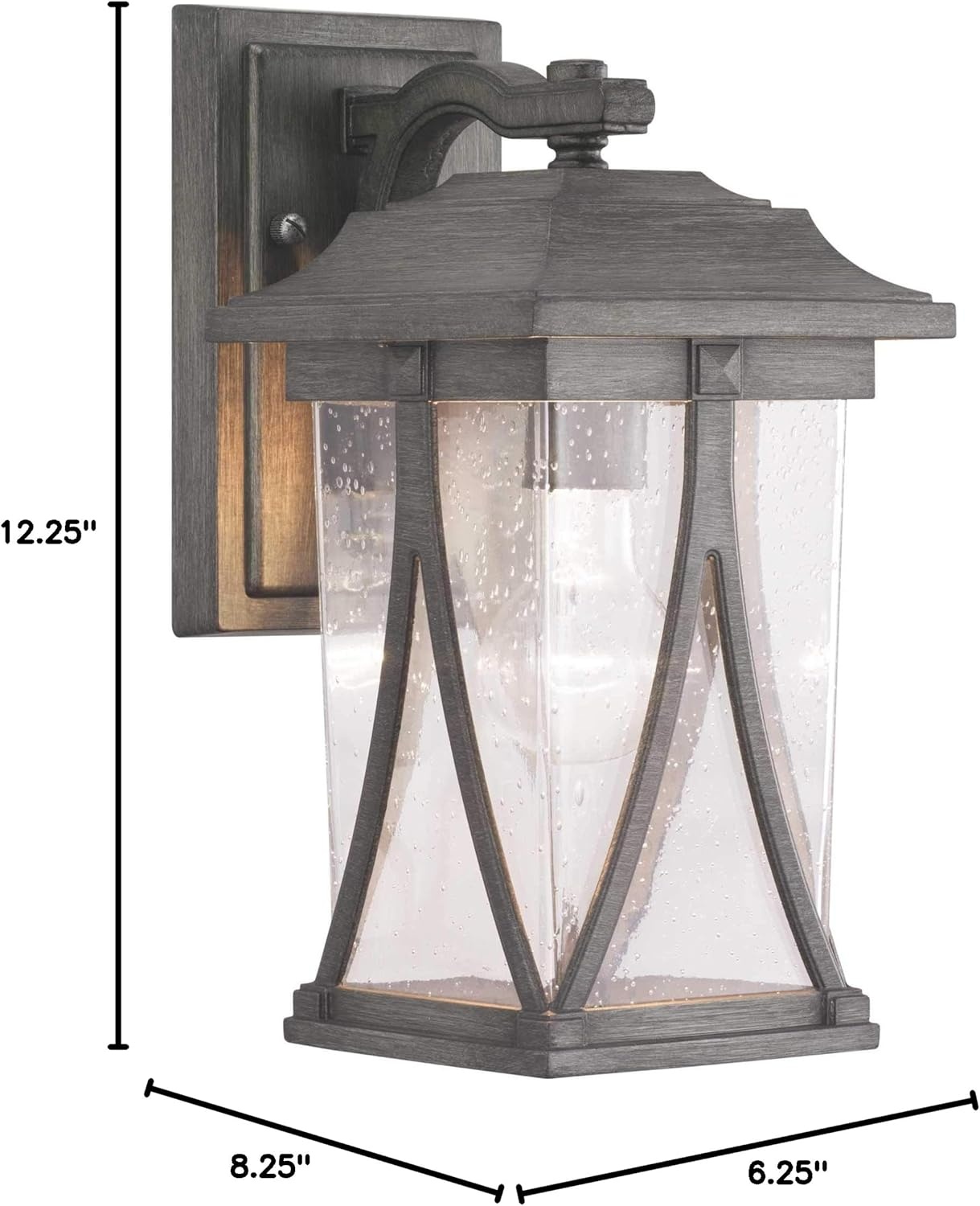 image:imageProgress Lighting Abbott Collection 1Light Clear Seeded Glass Craftsman Outdoor Small Wall Lantern Light Antique Pewter Gray 1225x625x625Antique Pewter