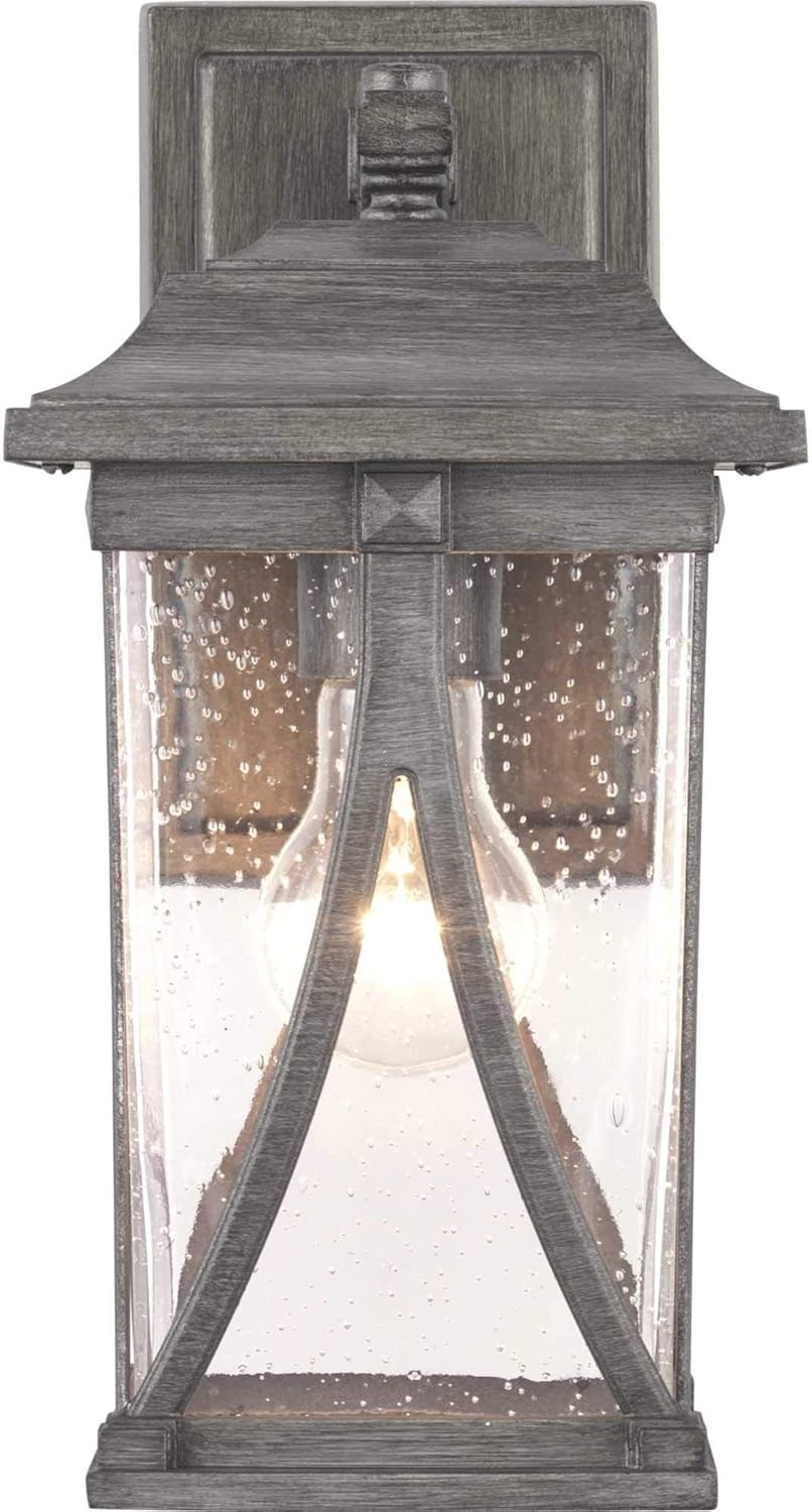 image:imageProgress Lighting Abbott Collection 1Light Clear Seeded Glass Craftsman Outdoor Small Wall Lantern Light Antique Pewter Gray 1225x625x625Antique Pewter