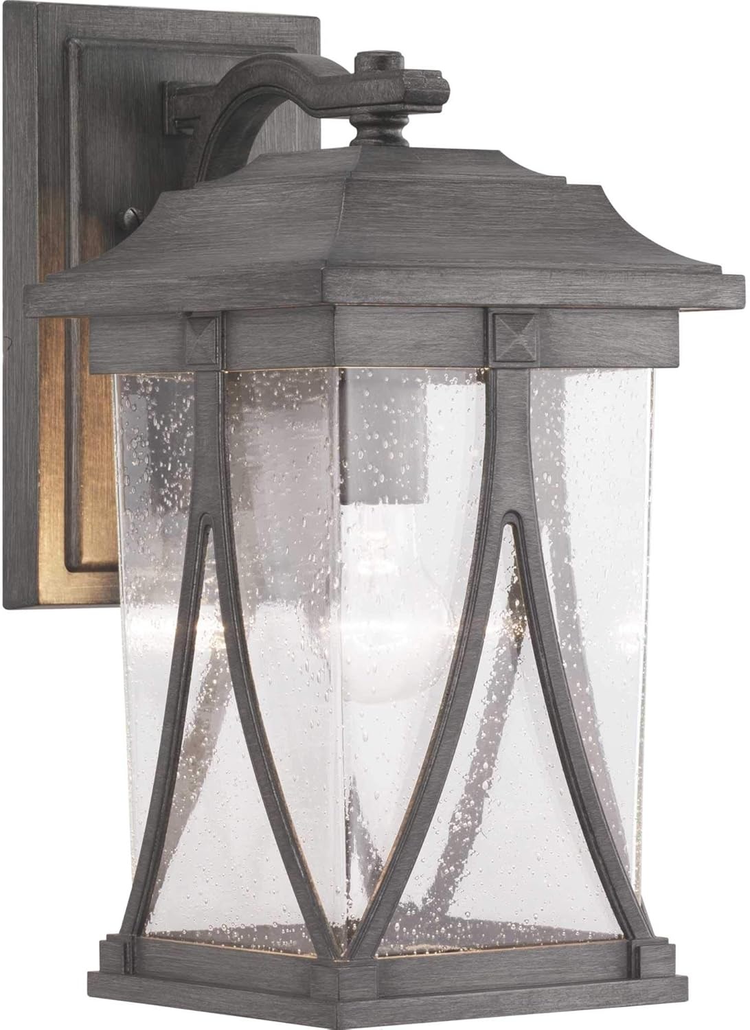 image:imageProgress Lighting Abbott Collection 1Light Clear Seeded Glass Craftsman Outdoor Small Wall Lantern Light Antique Pewter Gray 1225x625x625Antique Pewter