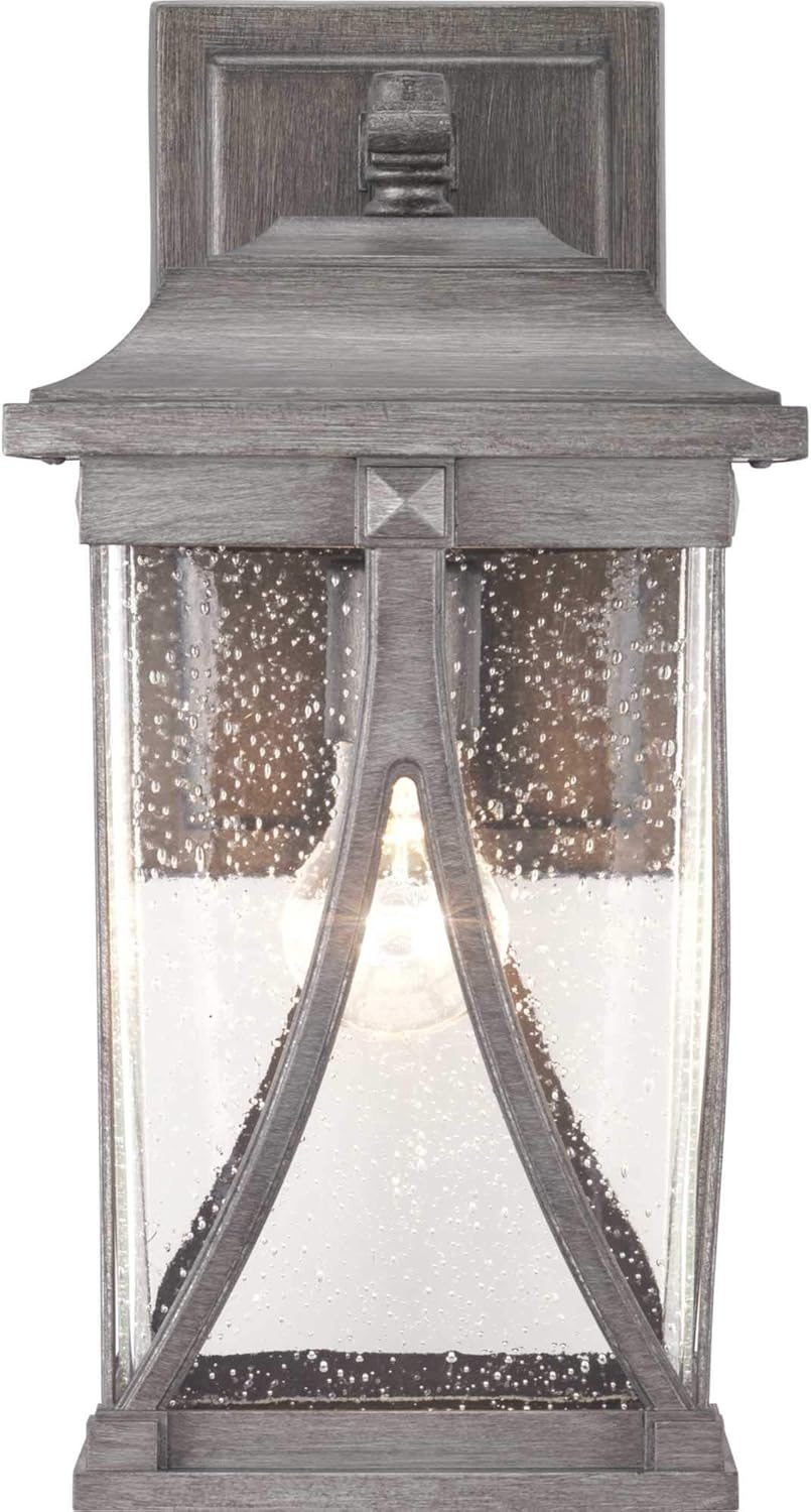 image:imageProgress Lighting Abbott Collection 1Light Clear Seeded Glass Craftsman Outdoor Small Wall Lantern Light Antique Pewter Gray 1225x625x625Antique Pewter
