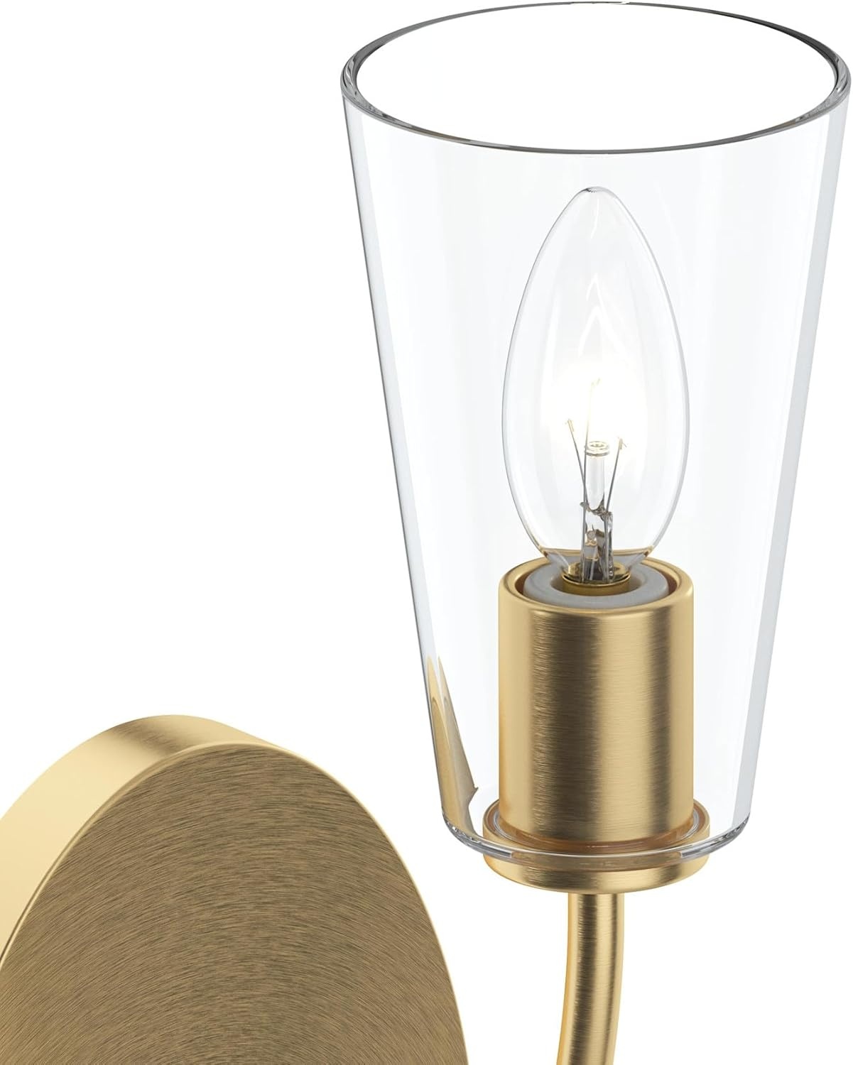 image:imageProgress Lighting Jheni 5 Inch 1Light Wall Sconce Transitional Wall Light Brushed Gold with Clear Glass Shade 14 in H x 5 in W x 7 in D P710154191