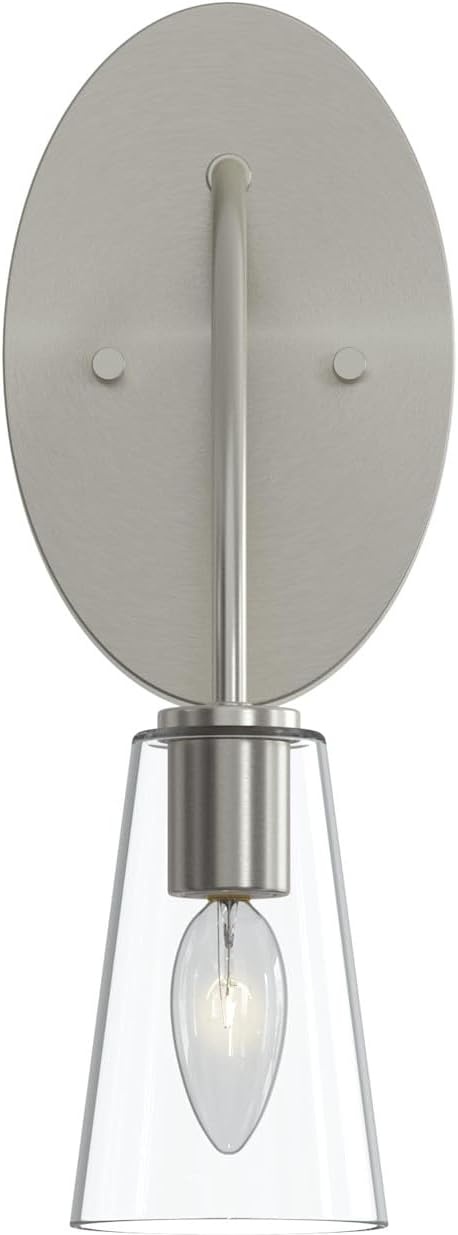 image:imageProgress Lighting Jheni 5 Inch 1Light Wall Sconce Transitional Wall Light Brushed Gold with Clear Glass Shade 14 in H x 5 in W x 7 in D P710154191
