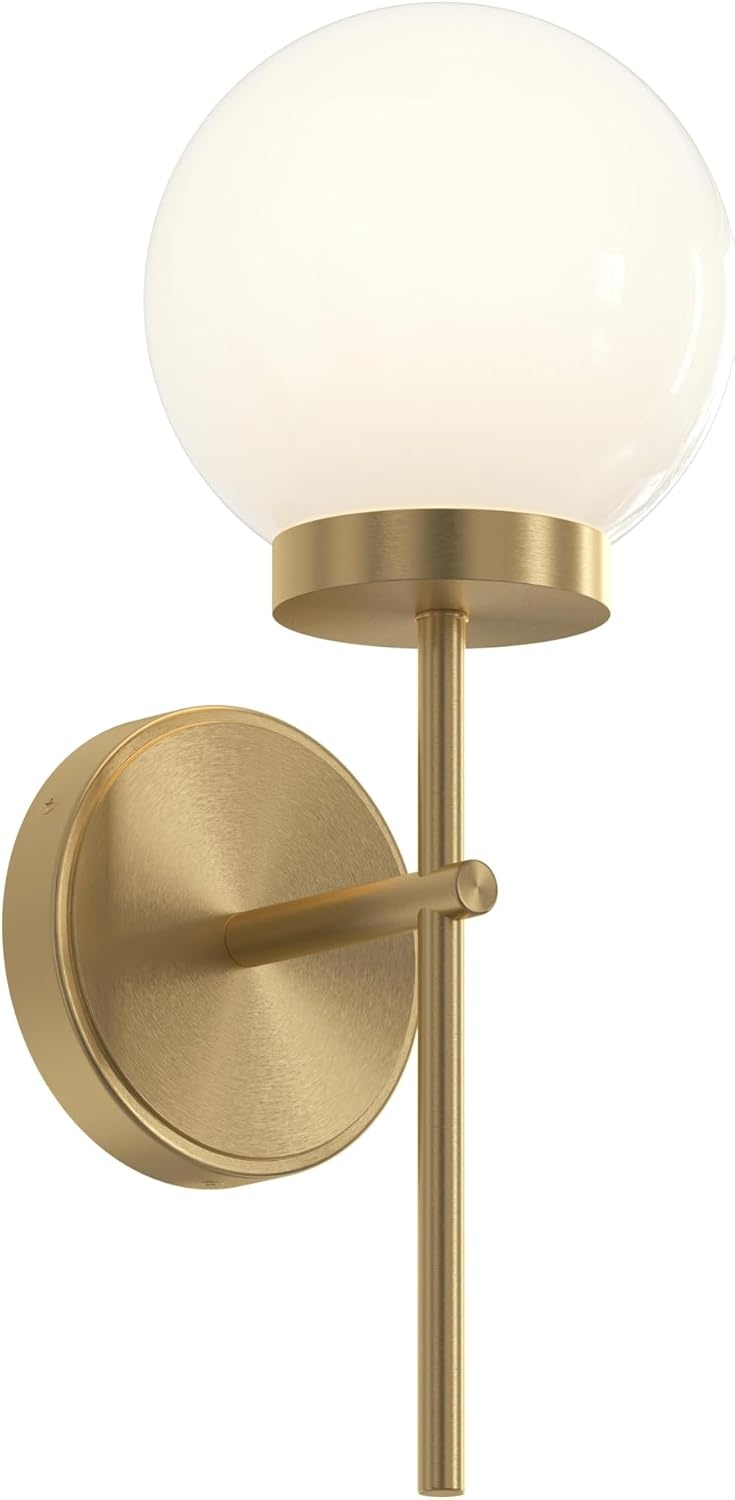 image:imageProgress Lighting Rigsby 16 Inch 1Light Wall Sconce Transitional Light Fixture Brushed Gold with Opal Glass Shade 16 in H x 6 in W x 75 in Dia P710157191