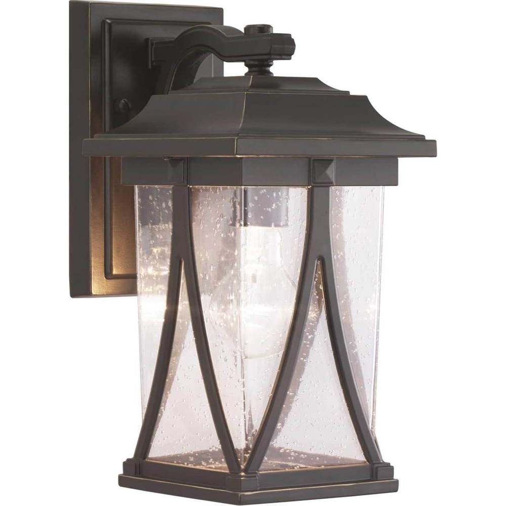 image:imageProgress Lighting Abbott Collection 1Light Clear Seeded Glass Craftsman Outdoor Small Wall Lantern Light Antique Pewter Gray 1225x625x625Antique Bronze