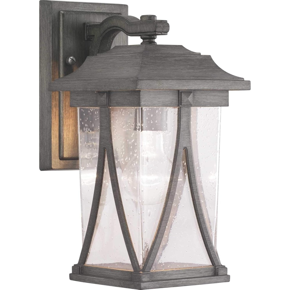 image:imageProgress Lighting Abbott Collection 1Light Clear Seeded Glass Craftsman Outdoor Small Wall Lantern Light Antique Pewter Gray 1225x625x625Antique Pewter