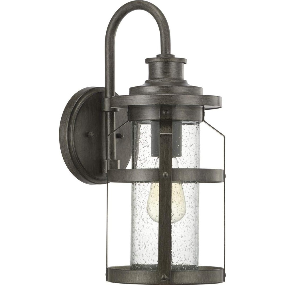 image:imageProgress Lighting Haslett Collection 1Light Clear Seeded Glass Farmhouse Outdoor Medium Wall Lantern Light Textured BlackGray