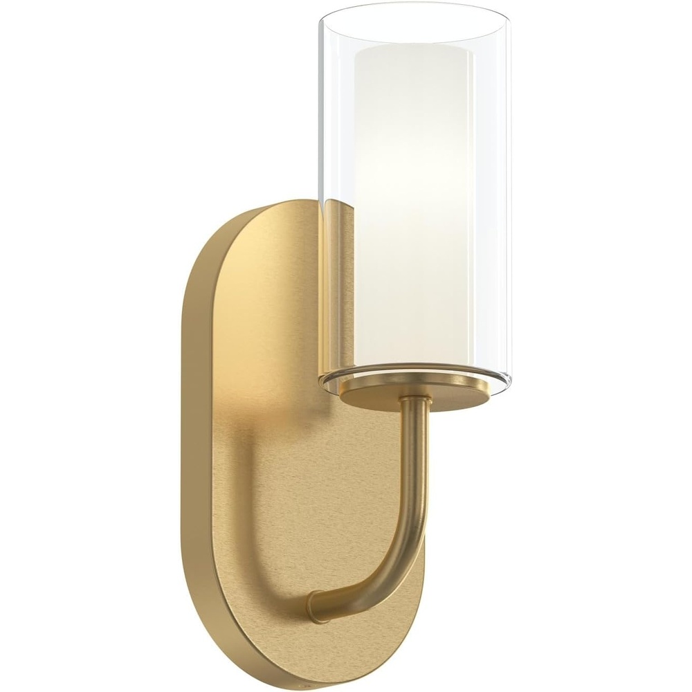 image:imageProgress Lighting Mack 45 Inch 1Light Wall Sconce Modern Traditional Wall Fixture Brushed Gold with Layered Glass Shade 105 in H x 45 in W x 475 in D P710158191