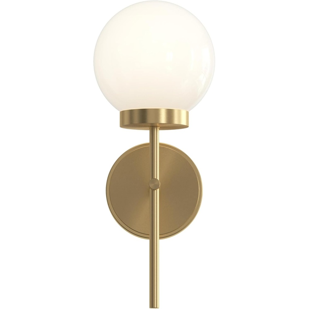 image:imageProgress Lighting Rigsby 16 Inch 1Light Wall Sconce Transitional Light Fixture Brushed Gold with Opal Glass Shade 16 in H x 6 in W x 75 in Dia P710157191