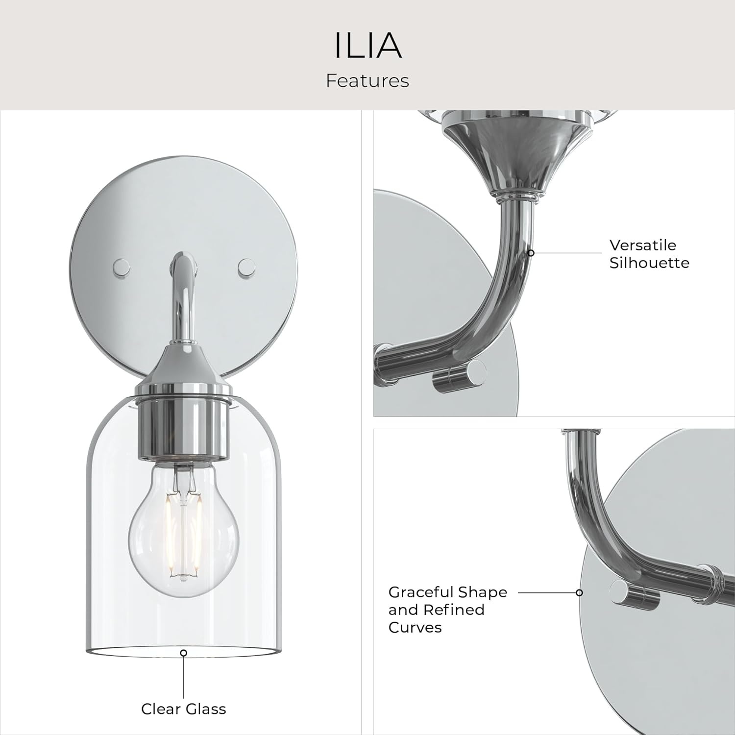 image:imageProgress Lighting Ilia 1Light Wall Sconce Transitional Wall Sconce Chrome with Clear Glass Shade 11 in H x 5 in W x 6 in Dia P710155015