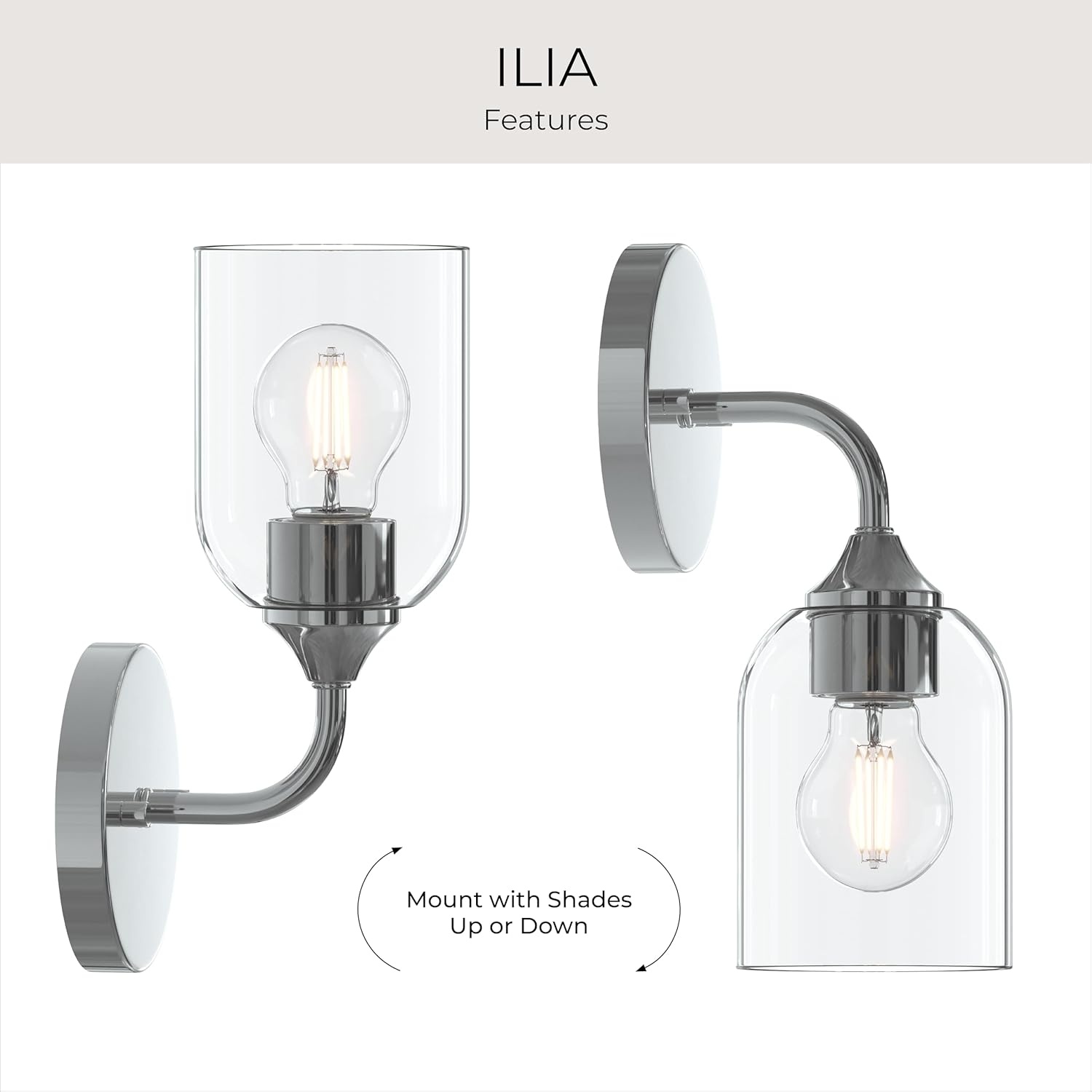 image:imageProgress Lighting Ilia 1Light Wall Sconce Transitional Wall Sconce Chrome with Clear Glass Shade 11 in H x 5 in W x 6 in Dia P710155015
