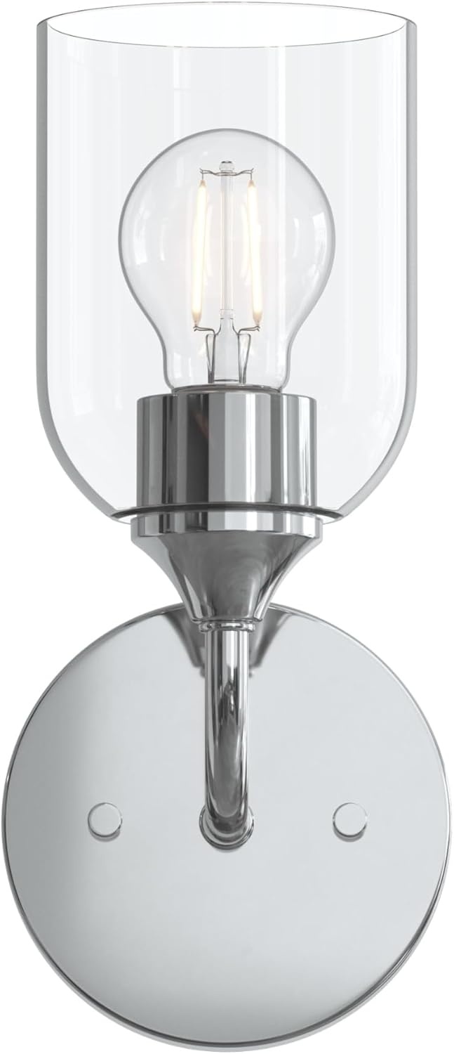image:imageProgress Lighting Ilia 1Light Wall Sconce Transitional Wall Sconce Chrome with Clear Glass Shade 11 in H x 5 in W x 6 in Dia P710155015