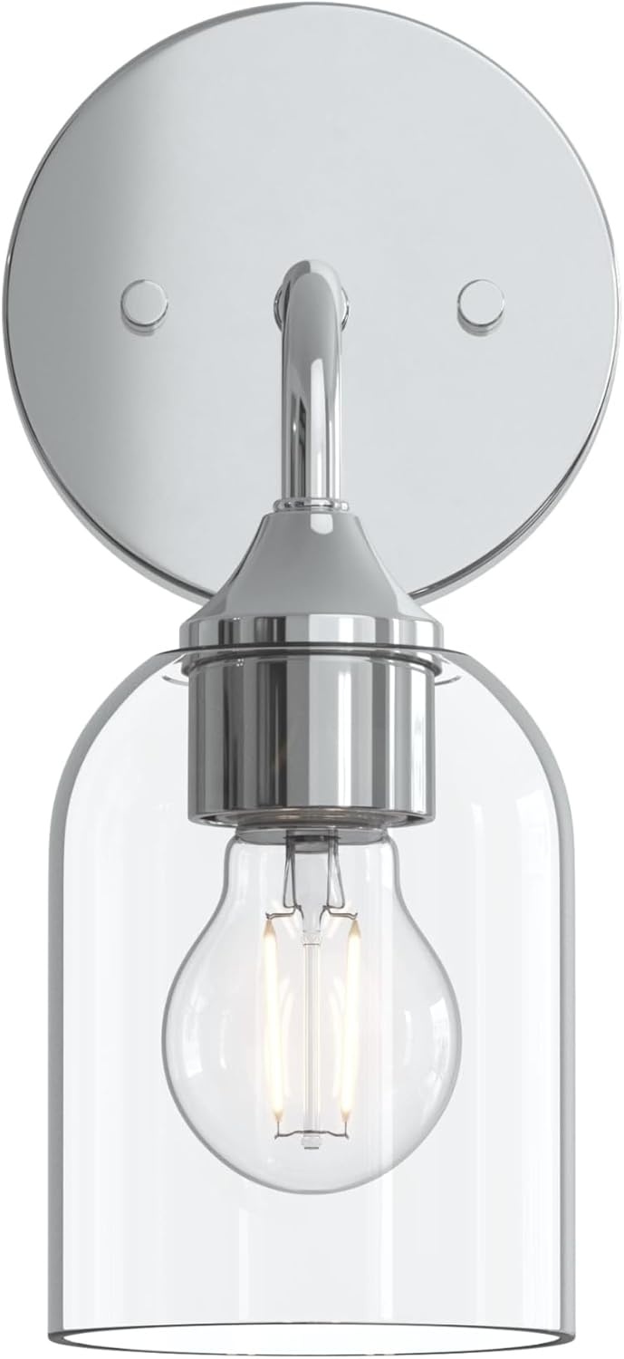 image:imageProgress Lighting Ilia 1Light Wall Sconce Transitional Wall Sconce Chrome with Clear Glass Shade 11 in H x 5 in W x 6 in Dia P710155015