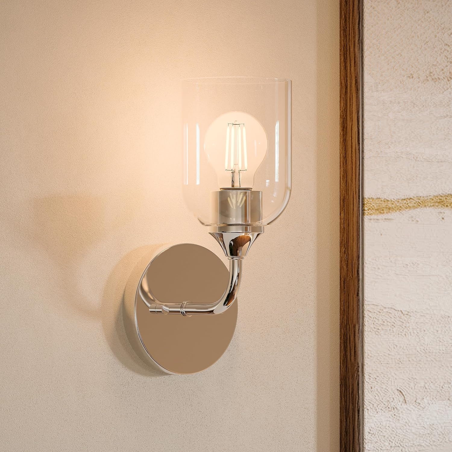 image:imageProgress Lighting Ilia 1Light Wall Sconce Transitional Wall Sconce Chrome with Clear Glass Shade 11 in H x 5 in W x 6 in Dia P710155015