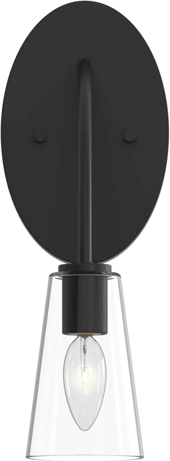image:imageProgress Lighting Jheni 5 Inch 1Light Wall Sconce Transitional Wall Light Matte Black with Clear Glass Shade 14 in H x 5 in W x 7 in D P71015431M