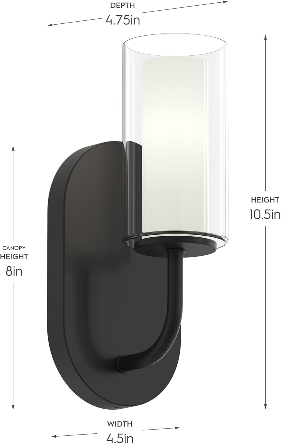 image:imageProgress Lighting Mack 45 Inch 1Light Wall Sconce Modern Traditional Wall Fixture Brushed Nickel with Layered Glass Shade 105 in H x 45 in W x 475 in D P710158009
