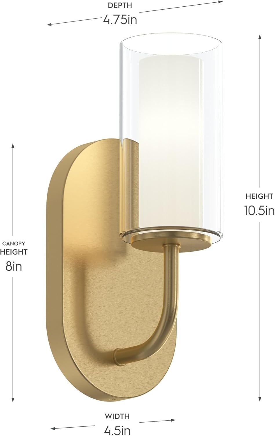 image:imageProgress Lighting Mack 45 Inch 1Light Wall Sconce Modern Traditional Wall Fixture Brushed Nickel with Layered Glass Shade 105 in H x 45 in W x 475 in D P710158009