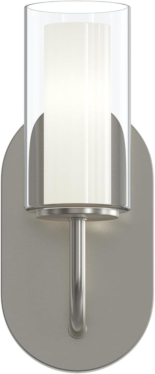 image:imageProgress Lighting Mack 45 Inch 1Light Wall Sconce Modern Traditional Wall Fixture Brushed Nickel with Layered Glass Shade 105 in H x 45 in W x 475 in D P710158009