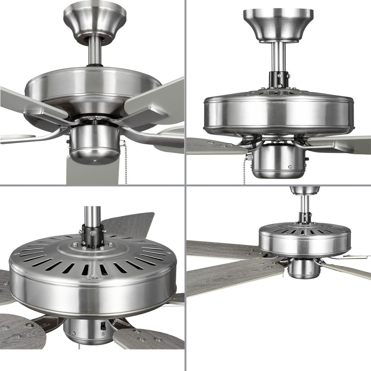 image:imageProgress Lighting P250084009 AirPro 52Inch AC Motor 5Blade Ceiling Fan 52x52x125 in Transitional Brushed NickelBrushed Nickel