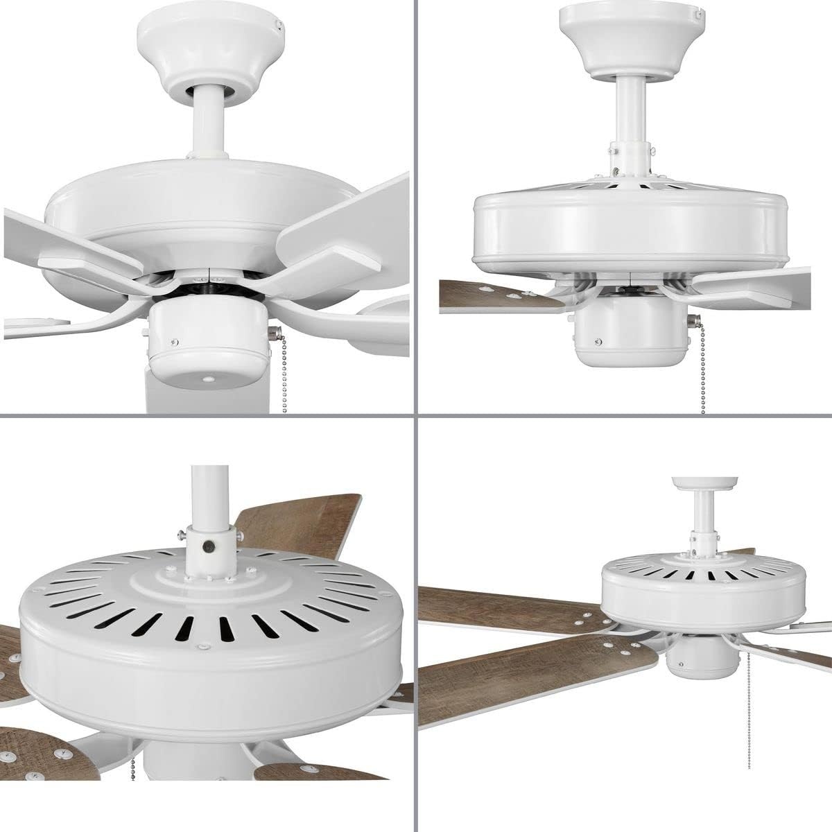 image:imageProgress Lighting P250084009 AirPro 52Inch AC Motor 5Blade Ceiling Fan 52x52x125 in Transitional Brushed NickelWhite