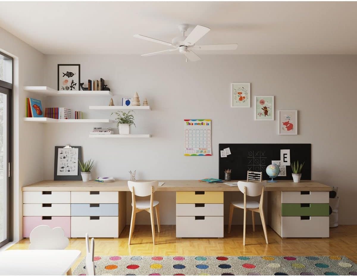 image:imageProgress Lighting P250084009 AirPro 52Inch AC Motor 5Blade Ceiling Fan 52x52x125 in Transitional Brushed NickelWhite