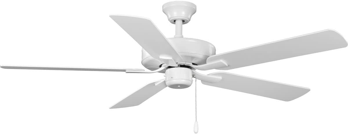 image:imageProgress Lighting P250084009 AirPro 52Inch AC Motor 5Blade Ceiling Fan 52x52x125 in Transitional Brushed NickelWhite